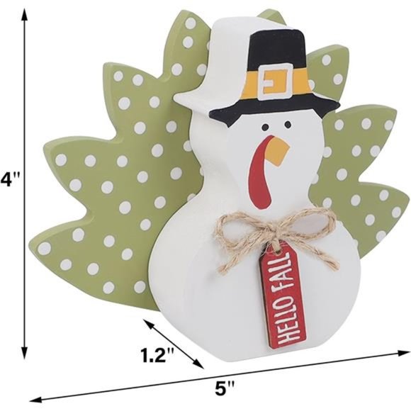 Thanksgiving Fall Decorations, Set of 3 Tabletop Turkey Decor Wood Table Sign - Picture 2 of 7